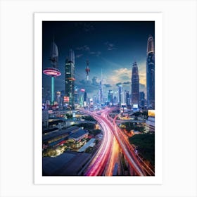 Bangkok Cityscape Of The Future Skyline Punctuated By Towering Skyscrapers Where Technology Gracef (5) Art Print