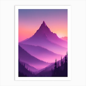 Misty Mountains Vertical Composition In Purple Tone 6 Art Print