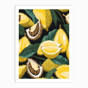 Seamless Pattern With Durian Fruit Art Print