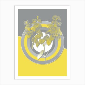 Vintage Platilobium Botanical Geometric Art in Yellow and Gray n.139 Art Print