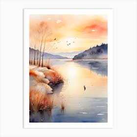 Watercolor Landscape Painting Art Print