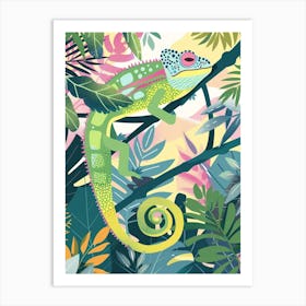 Chameleon In The Jungle Modern Abstract Illustration 6 Art Print