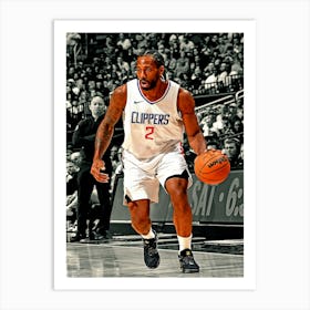 Kawhi Leonard Of The La Clippers Dribbles The Ball During The Game Against The Orlando Magic Art Print