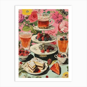 Kitsch Afternoon Tea Retro Collage 1 Art Print