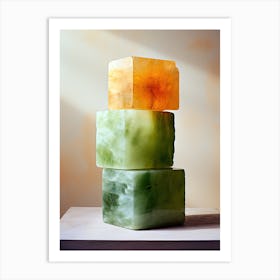 Three Blocks Of Jade, Stones Art Art Print