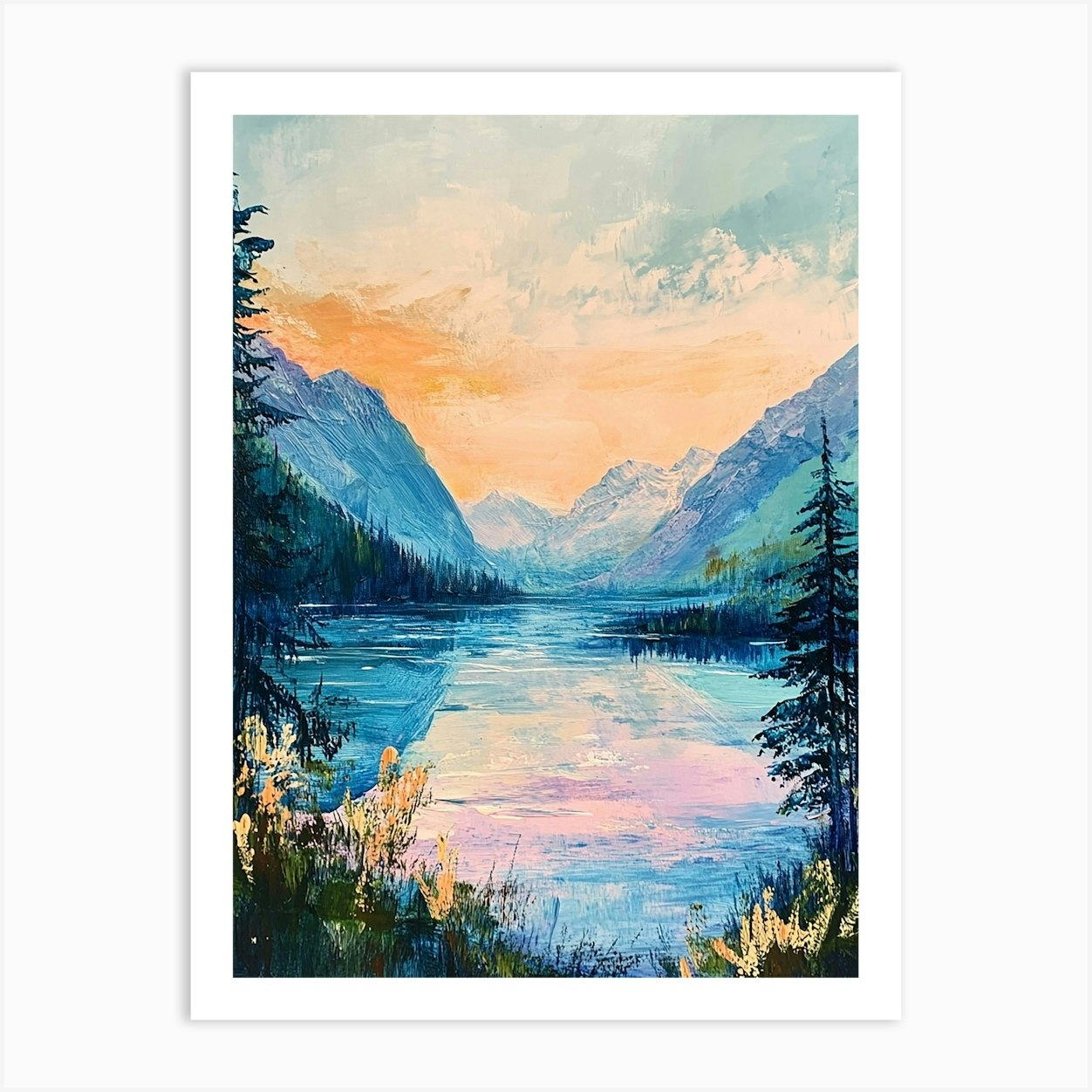 Sunset By The Lake Art Print by D.D by Alice