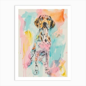 German Wirehaired Pointer Pastel Line Watercolour Illustration  3 Art Print