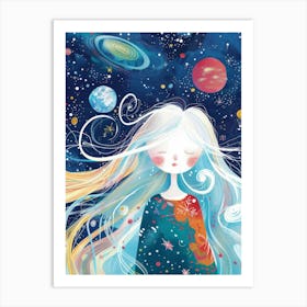 Girl In Space 2 Art Print