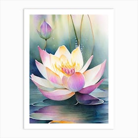 Giant Lotus Watercolour 3 Art Print