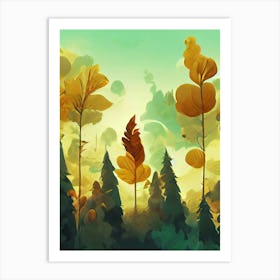 Abstract Landscape Nature Trees Forest Art Print