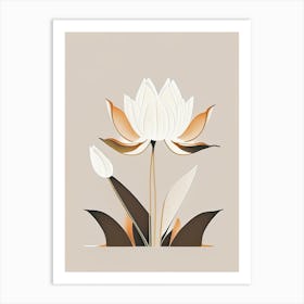 Lotus Flowers In Park Retro Minimal 1 Art Print