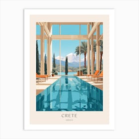 Crete Greece 2 Midcentury Modern Pool Poster Art Print