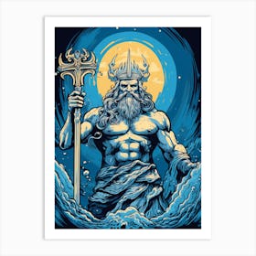 Poseidon With Trident Pop Art Art Print