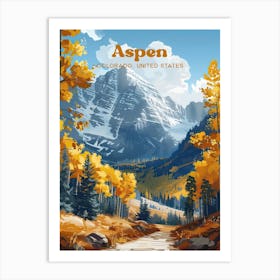 Aspen Cityscape Digital Travel Art Art Print