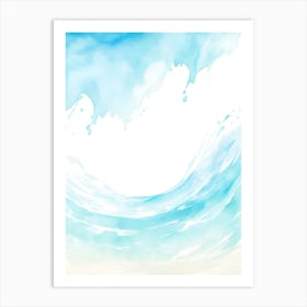 Blue Ocean Wave Watercolor Vertical Composition 20 Art Print