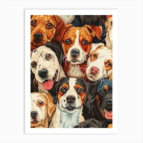 Perfectly Repeatable Artwork With Cute Dog Faces 23 Art Print