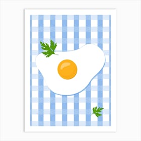 Fried Egg on Blue Poster Art Print