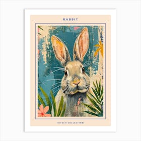 Kitsch Rabbit Brushstrokes 1 Poster Art Print