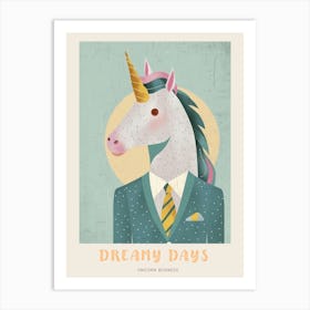 Pastel Unicorn In A Suit 3 Poster Art Print