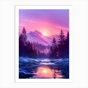 Sunset In The Mountains 13 Art Print