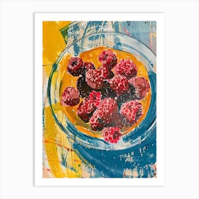 Rasperry Panacotta Painting Birdseye View Art Print