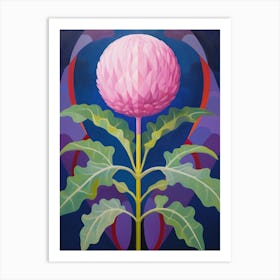 Globe Amaranth 2 Hilma Af Klint Inspired Pastel Flower Painting Art Print