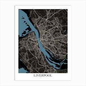 Liverpool Black Blue Art Print