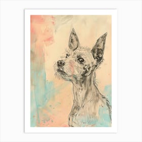 Pastel Terrier Dog Pastel Illustration 2 Art Print