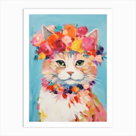 Ragamuffin Cat With A Flower Crown Painting Matisse Style 4 Art Print