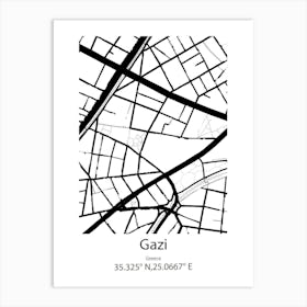 Gazi,Greece Minimalist Map Art Print