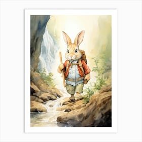 Bunny Hicking Rabbit Prints Watercolour 7 Art Print