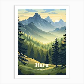 Harz Mountains Germany Serene Travel Art Art Print