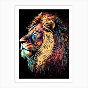 Colorful Lion, Illustration Art Print