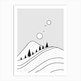 Mountains Minimalistic Line Art 3 Art Print