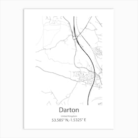 Darton,United Kingdom Minimalist Map Art Print