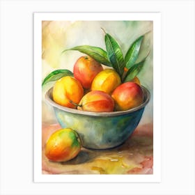 1 A Bowl Of Fresh Tropical Mangoes (1) Art Print