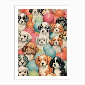 Collection Of Vintage Dogs Pattern Kitsch  Art Print