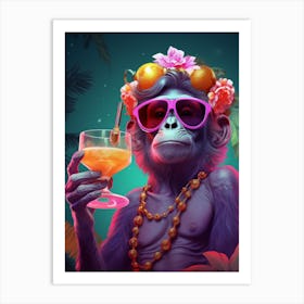 Monkey In Sunglasses Art Print