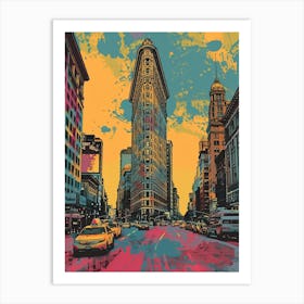 The Flatiron District New York Colourful Silkscreen Illustration 4 Art Print