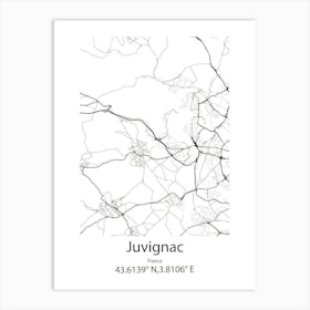 Juvignac,France Minimalist Map Art Print