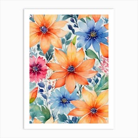 Watercolor Floral Pattern Art Print