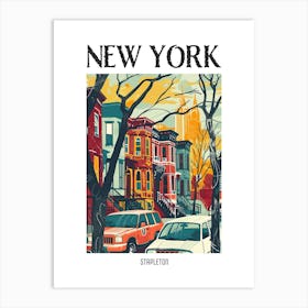 Stapleton New York Colourful Silkscreen Illustration 4 Poster Art Print