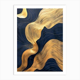 Gold And Blue Waves 1 Art Print