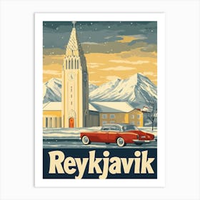 Aihrgdesign A Vintage Travel Poster Of Reykjavik Art Print