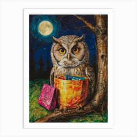 Owl At Night 2 Art Print