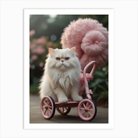 Cute Cat On A Pink Tricycle Art Print