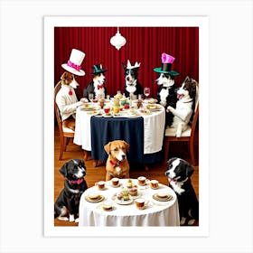 Dogs At Tea Party Art Print