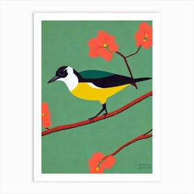 Magpie 2 Midcentury Illustration Bird Art Print