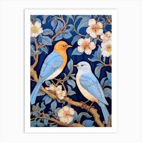 Bluebirds On A Branch Art Print