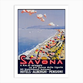 Savona  Italy Vintage Beach Poster Art Print